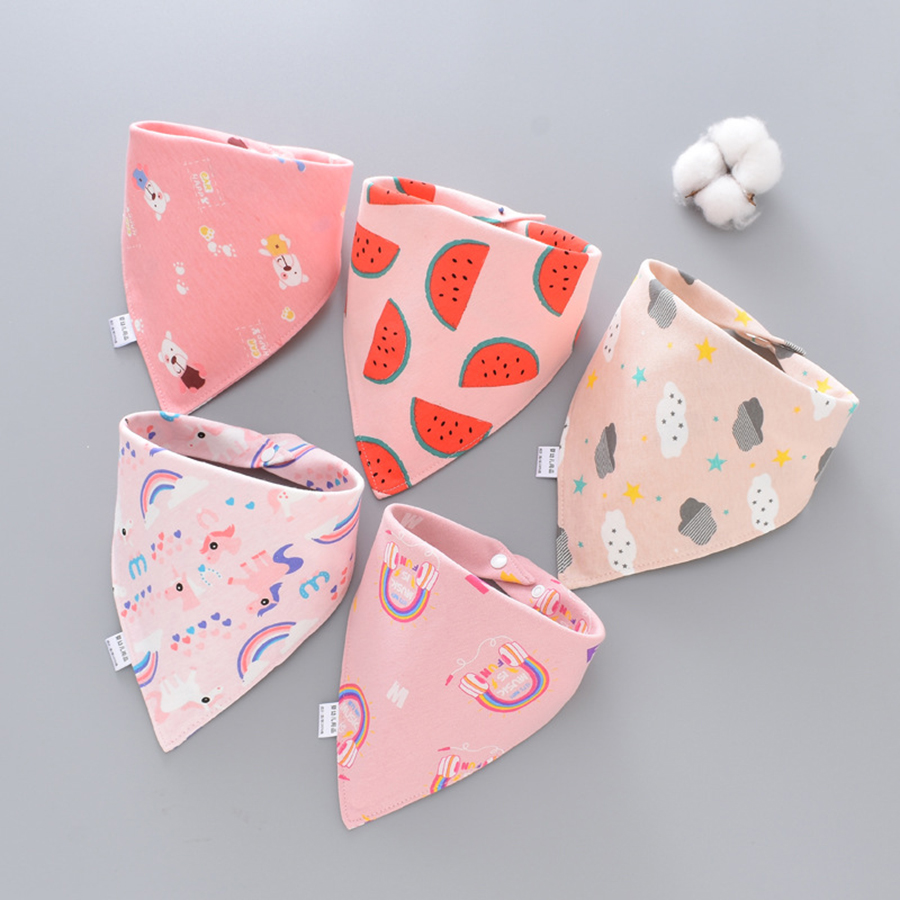 Baby Nursery Boy - 5pcs Pure Cotton Bandana Waterproof Bibs