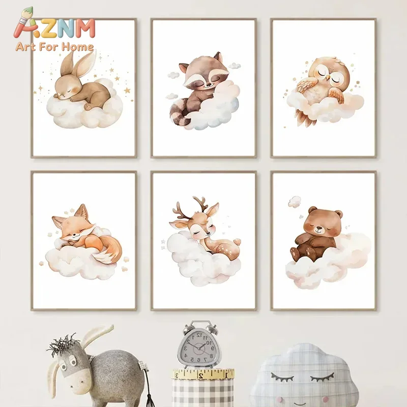AZNM Watercolor Sleeping Woodl - đánh giá và giá Baby Nursery Frames