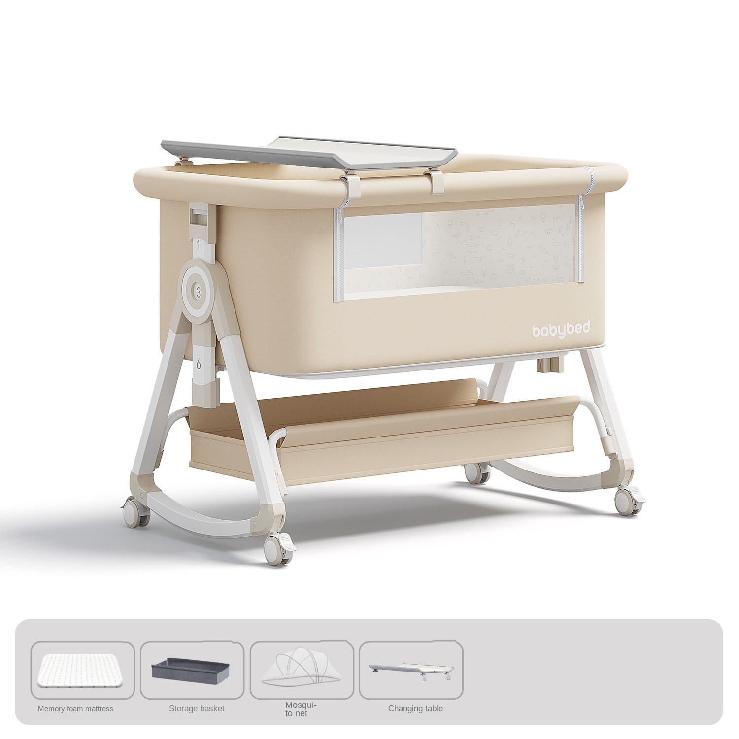 Giường em bé, có thể di chuyển - đánh giá và giá Baby Nursery Trolley