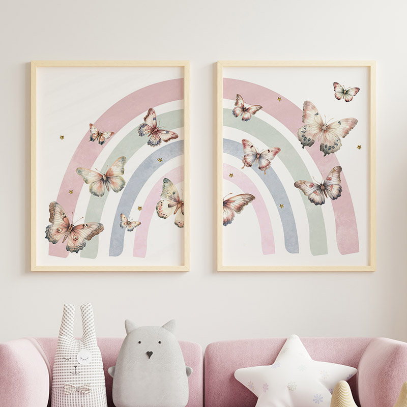 Pink Rainbow Butterfly Custom  - đánh giá và giá Baby Nursery Decor Girl
